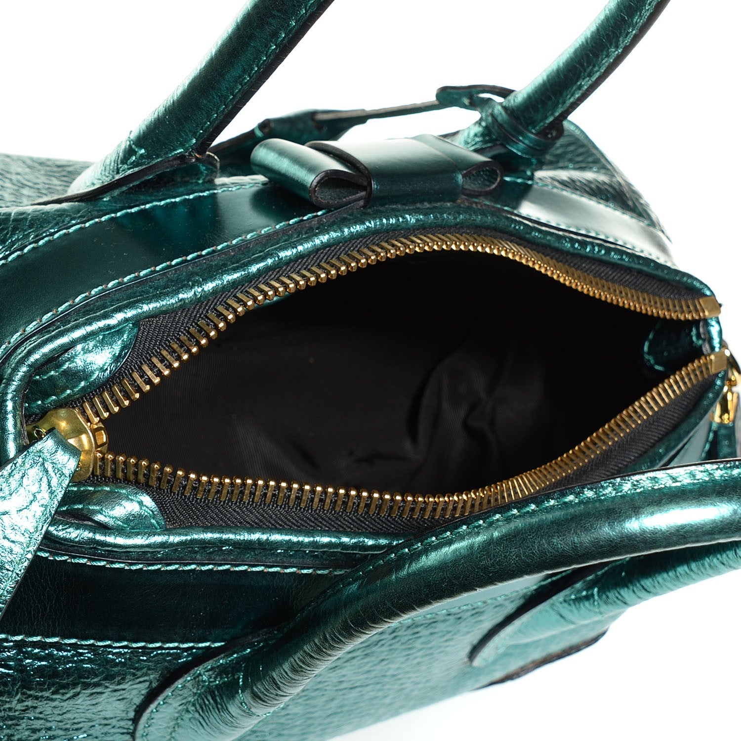Burberry Metallic Calfskin Blaze Satchel Petrol Blue 5 of 11