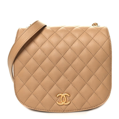 Chanel Calfskin Quilted Messenger Flap Beige 1 of 11