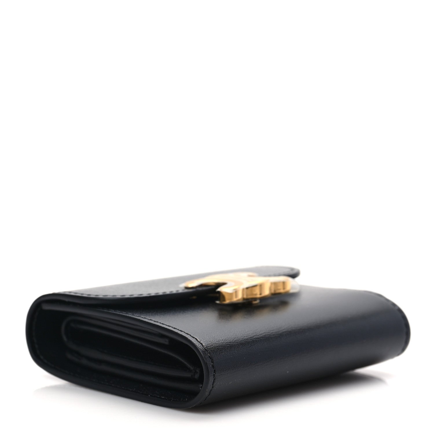 Celine Shiny Smooth Lambskin Small Triomphe Wallet Black 4 of 7