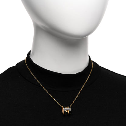 Hermes Lacquered Gold Pop H Pendant Necklace Black 2 of 7