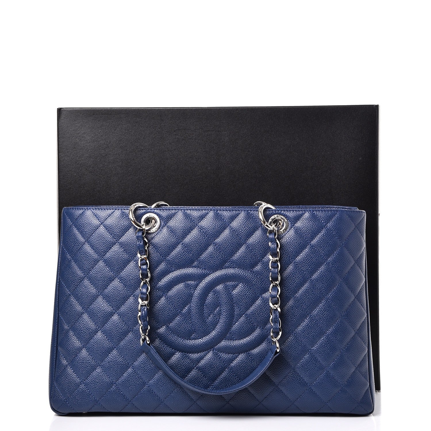 Chanel Caviar Quilted XL Grand Shopping Tote GST Dark Navy Blue 8 of 8