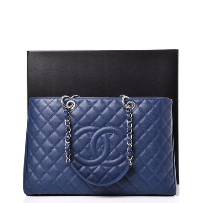 Chanel Caviar Quilted XL Grand Shopping Tote GST Dark Navy Blue 8 of 8