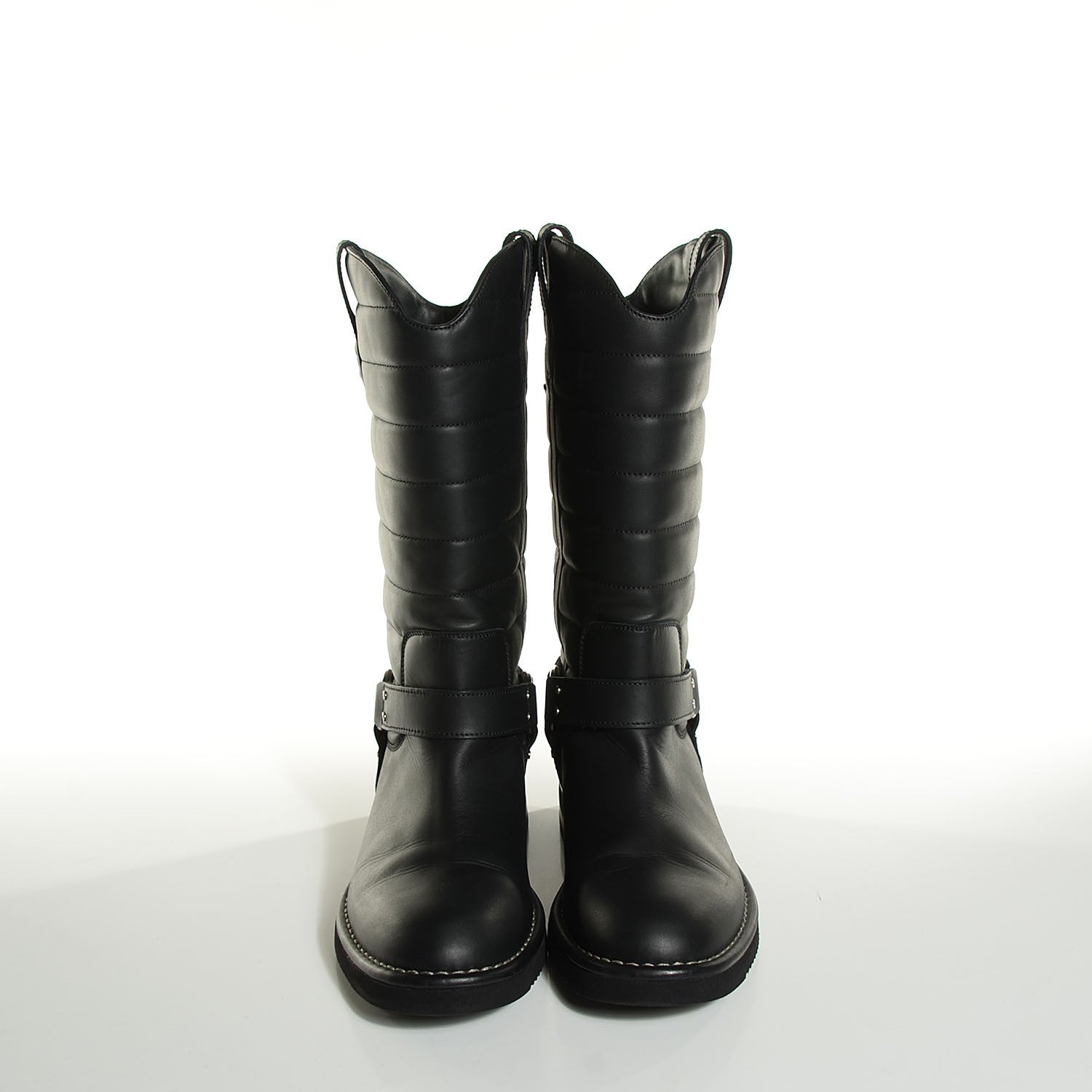 Chanel Calfskin Star Quilted Biker Boots 40 Black 2 of 7
