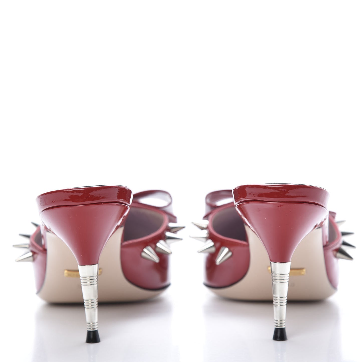 Patent GG Bow Sadie Spike Mid Heel Mules 38 Hibiscus Red