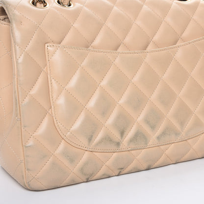 Chanel Lambskin Quilted Jumbo Single Flap Beige 15 of 19
