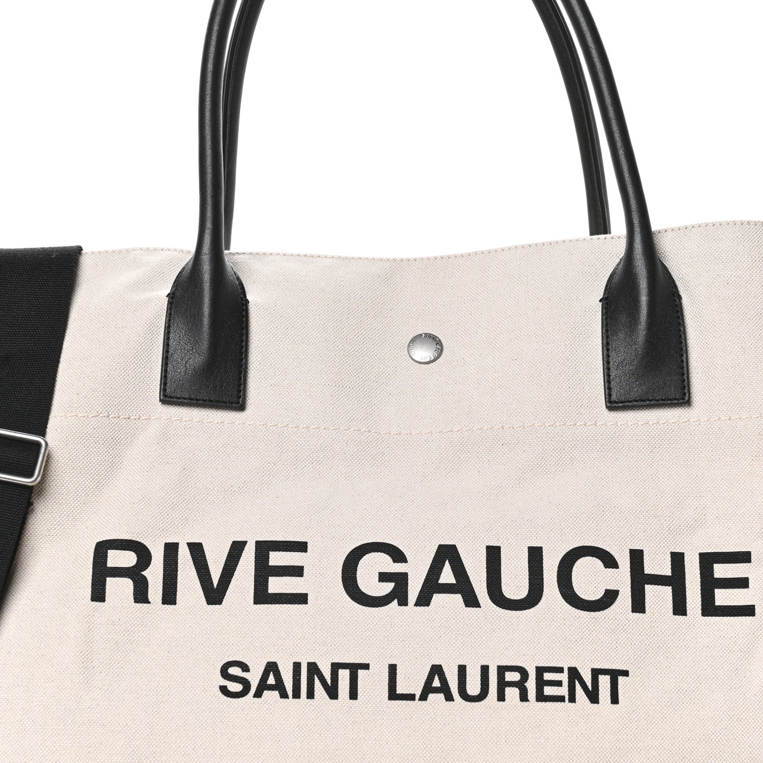 Saint Laurent Linen Calfskin Rive Gauche Maxi Tote Grege et Noir 12 of 18