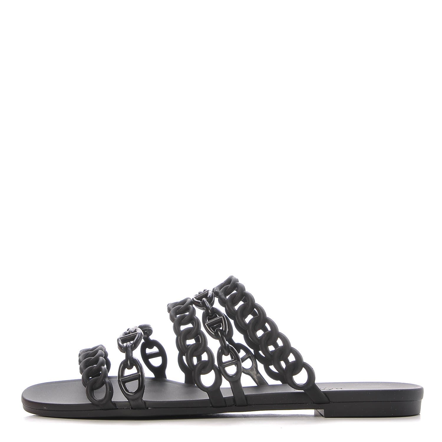 Hermes Rubber Chaine d'Ancre Nude Sandals 37 Black 1 of 8