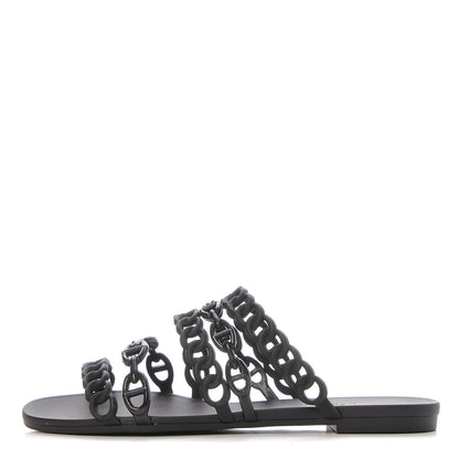 Hermes Rubber Chaine d'Ancre Nude Sandals 37 Black 1 of 8