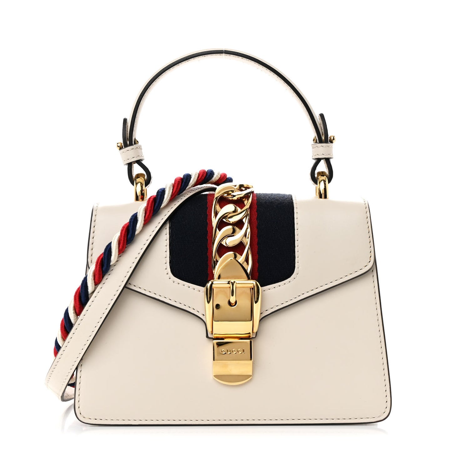 Calfskin Mini Sylvie Top Handle Bag White