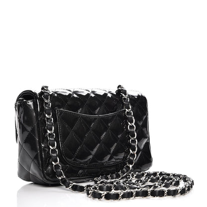 Chanel Striated Patent Quilted Mini Rectangular Flap Black 4 of 9