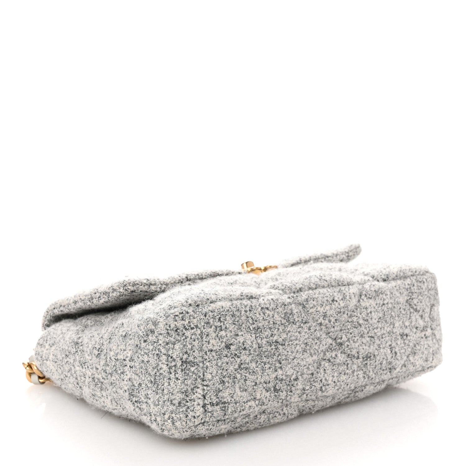 Chanel Tweed Quilted Large Chanel 19 Flap Grey Ecru 4 of 10