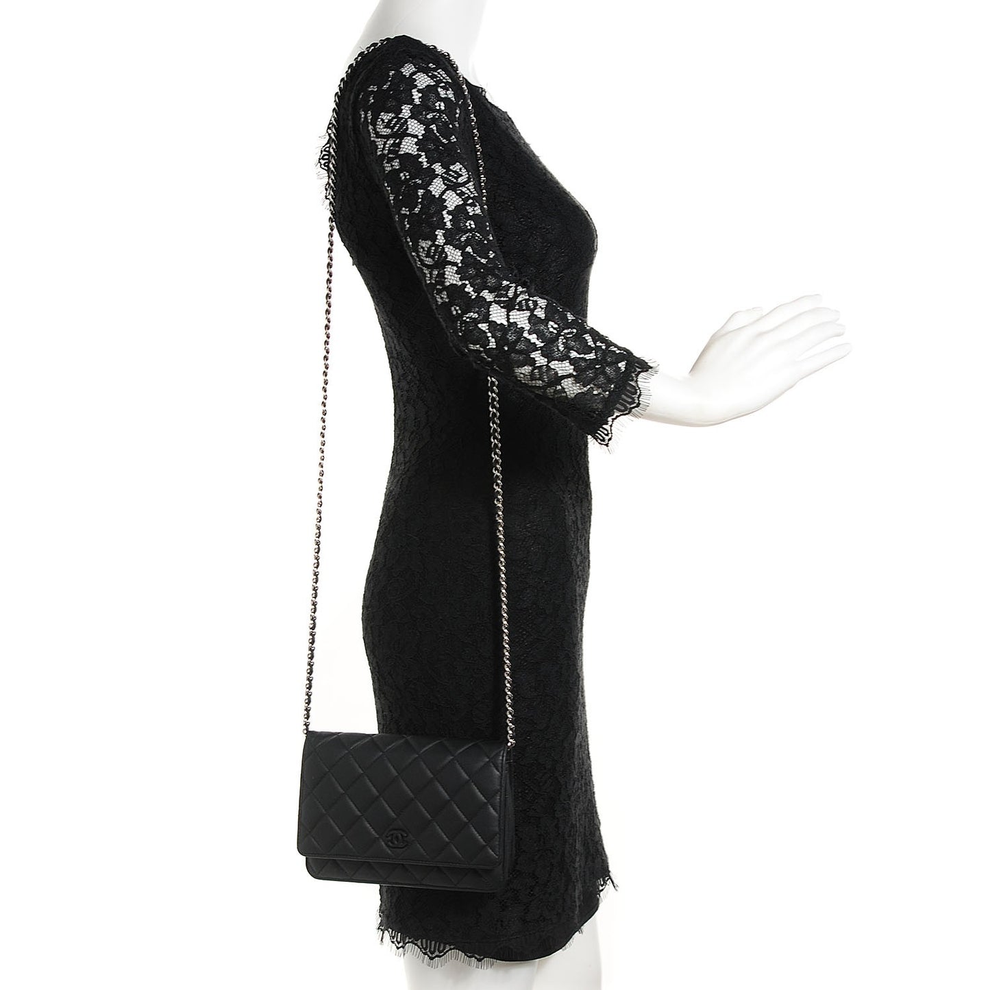 Calfskin Quilted Wallet On Chain WOC So Black