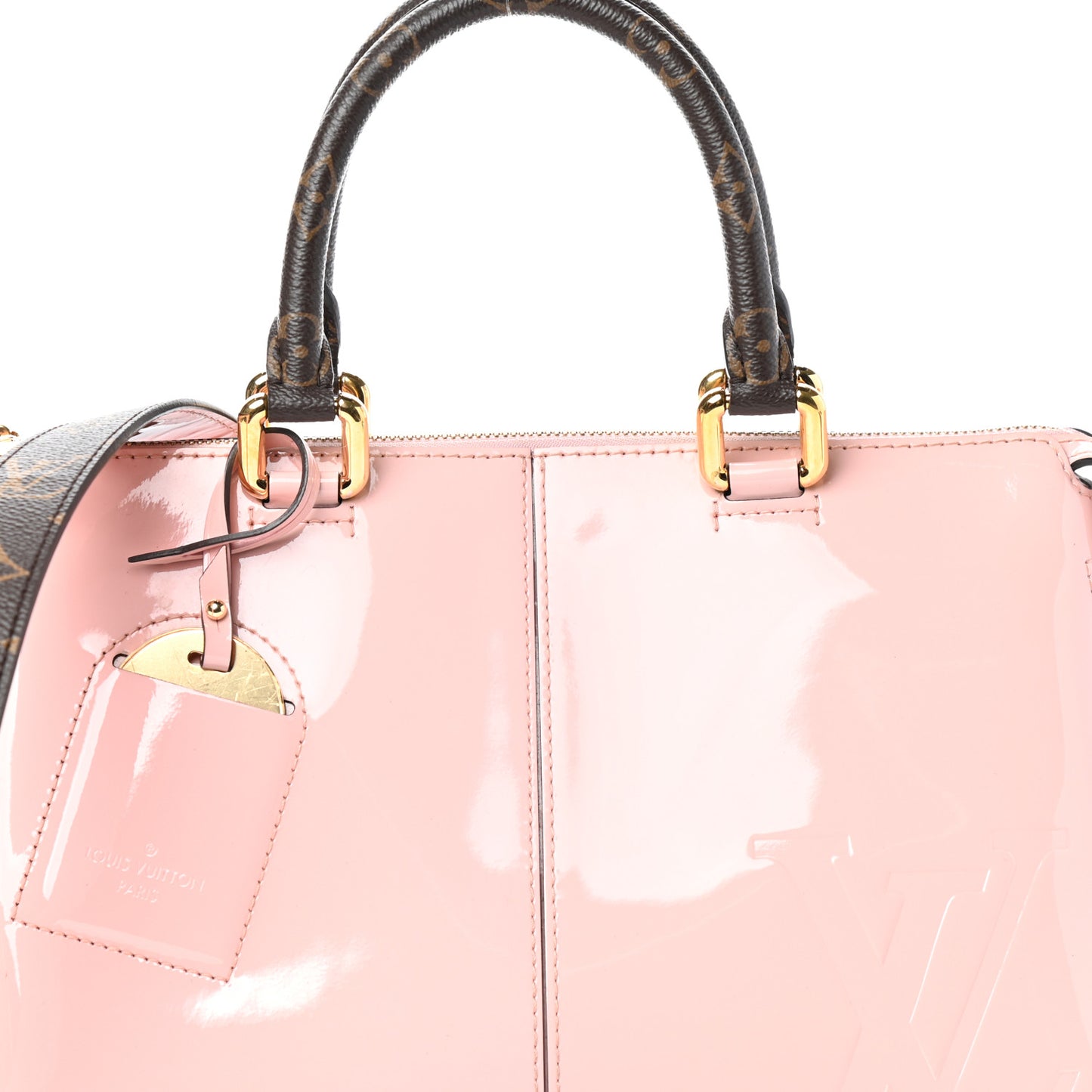 Patent Calfskin Miroir Tote Rose Ballerine
