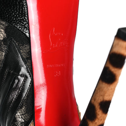 Christian Louboutin Lace Calf Hair Leopard Bridget 140 Ankles Booties 39 Black 6 of 8