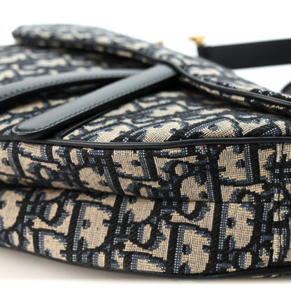 Christian Dior Oblique Saddle Bag With Strap Blue 9 of 9