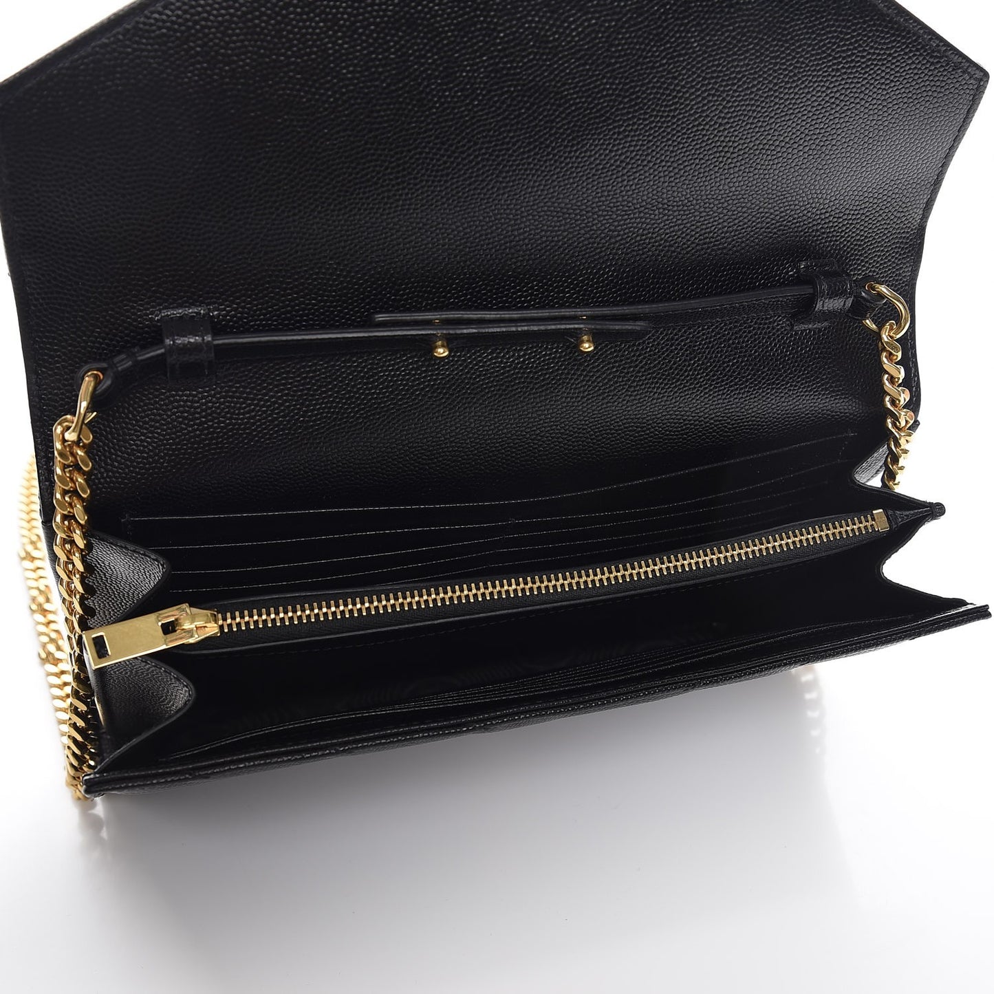 Grain De Poudre Matelasse Chevron Monogram Chain Wallet Black