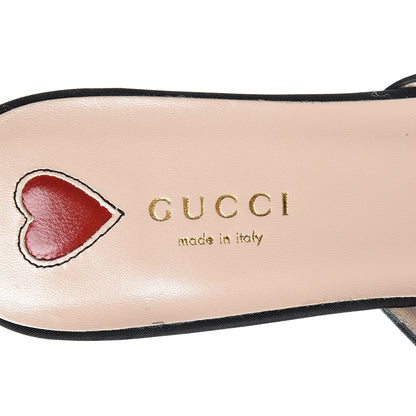 Gucci Moire Silk Crystal Logo Embellished Mules 39 Black 7 of 8