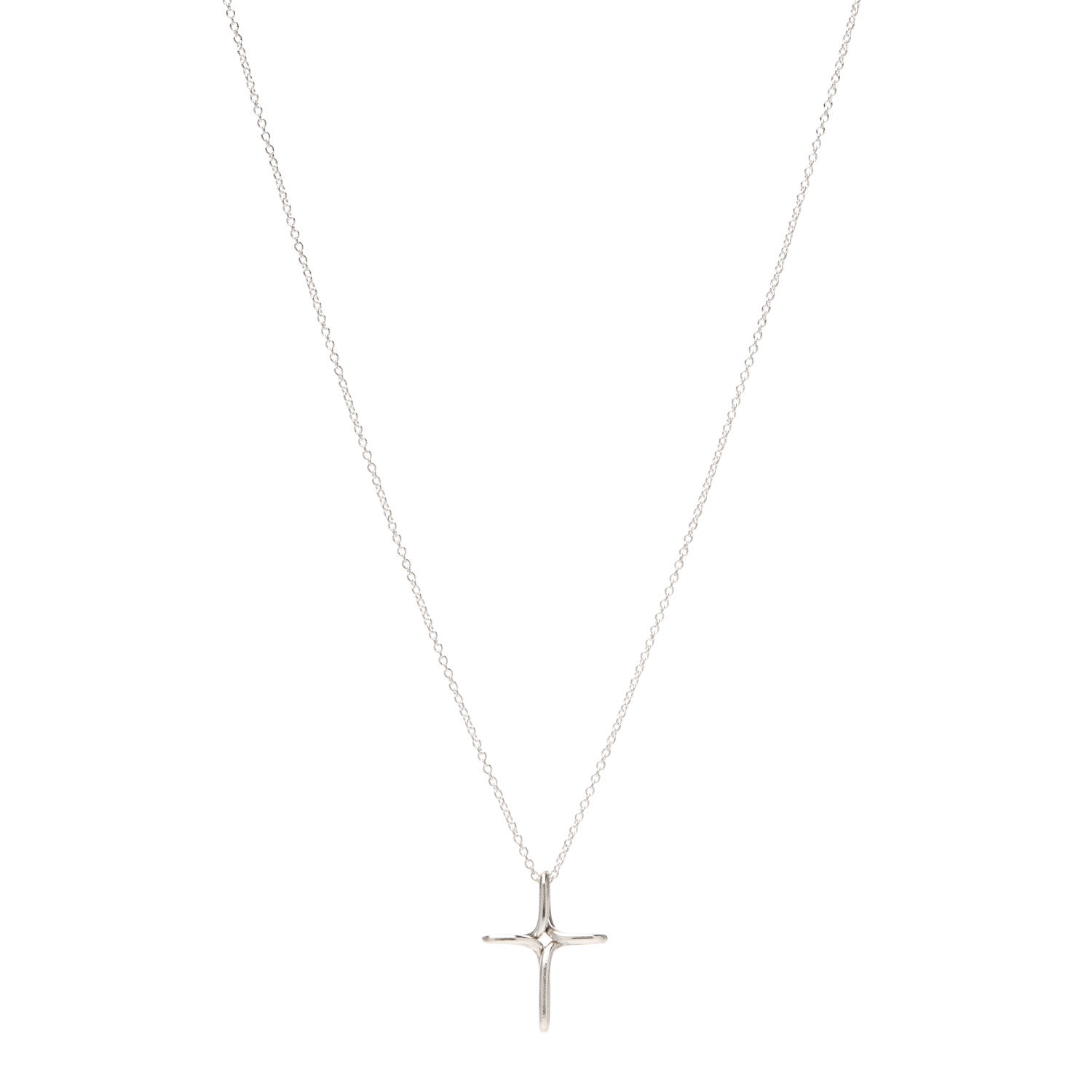 Tiffany Sterling Silver Elsa Peretti Infinity Cross Pendant Necklace 1 of 7