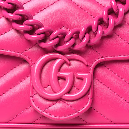 Gucci Calfskin Matelasse Monochrome GG Marmont Chain Belt Bag Classic Fuxia 8 of 12