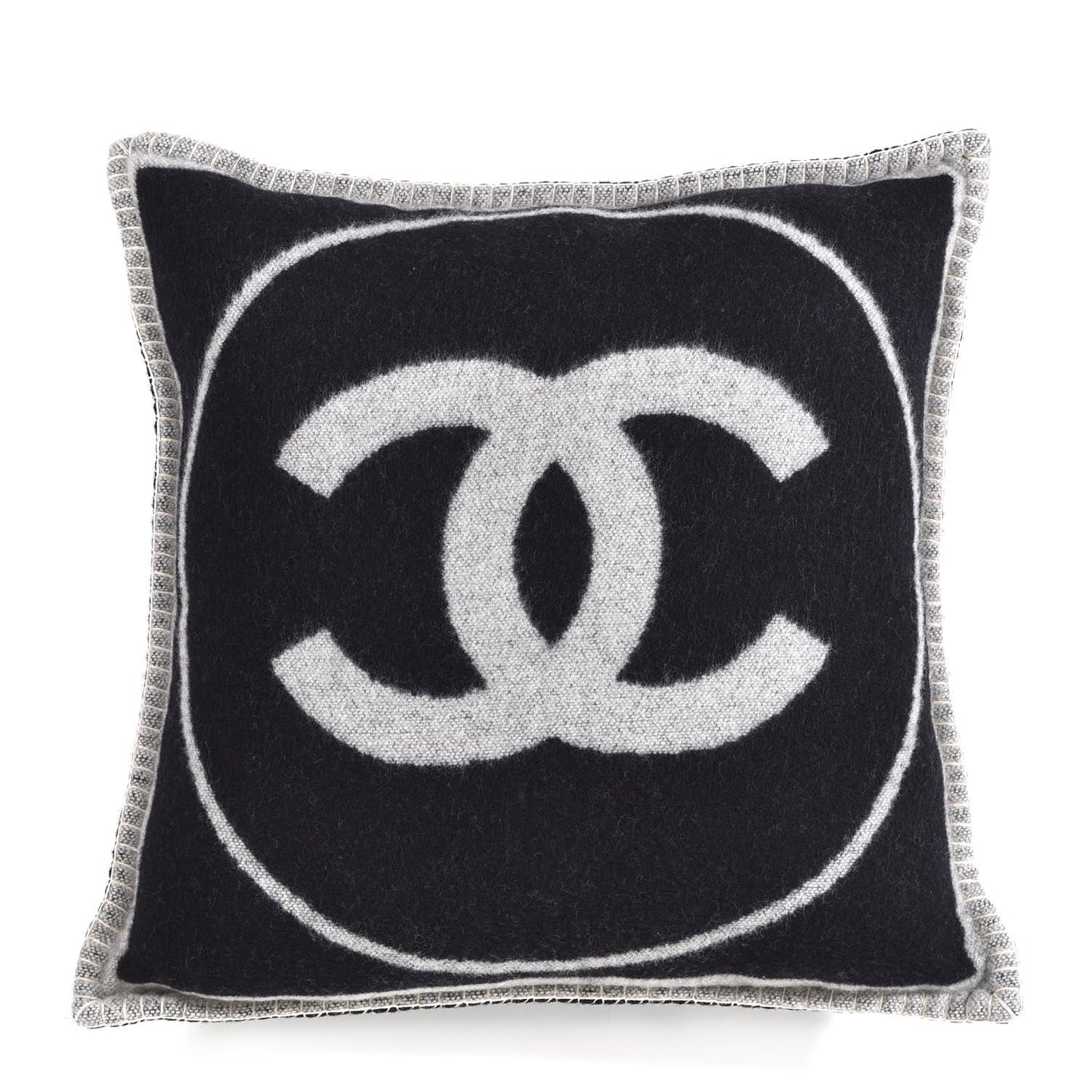 Merino Wool Cashmere CC Pillow Black Beige