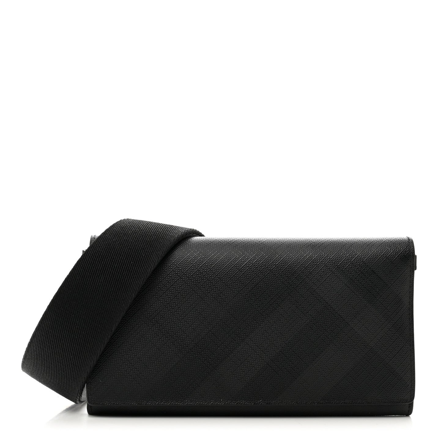 London Check Wallet with Detachable Strap Charcoal