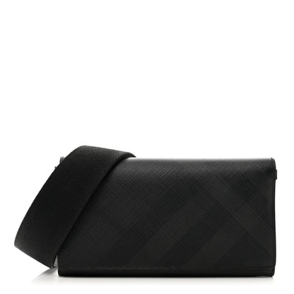 Burberry London Check Wallet with Detachable Strap Charcoal 1 of 9
