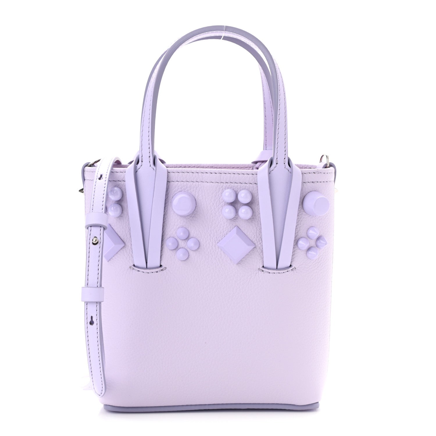 Christian Louboutin Calfskin Empire Spike Studded Mini North South Cabata Tote Lilac Smoke 1 of 10