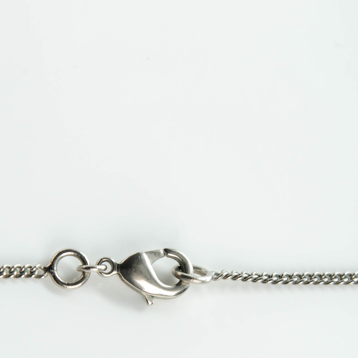 Chanel Crystal Heart Peace CC Charm Necklace Silver 4 of 4