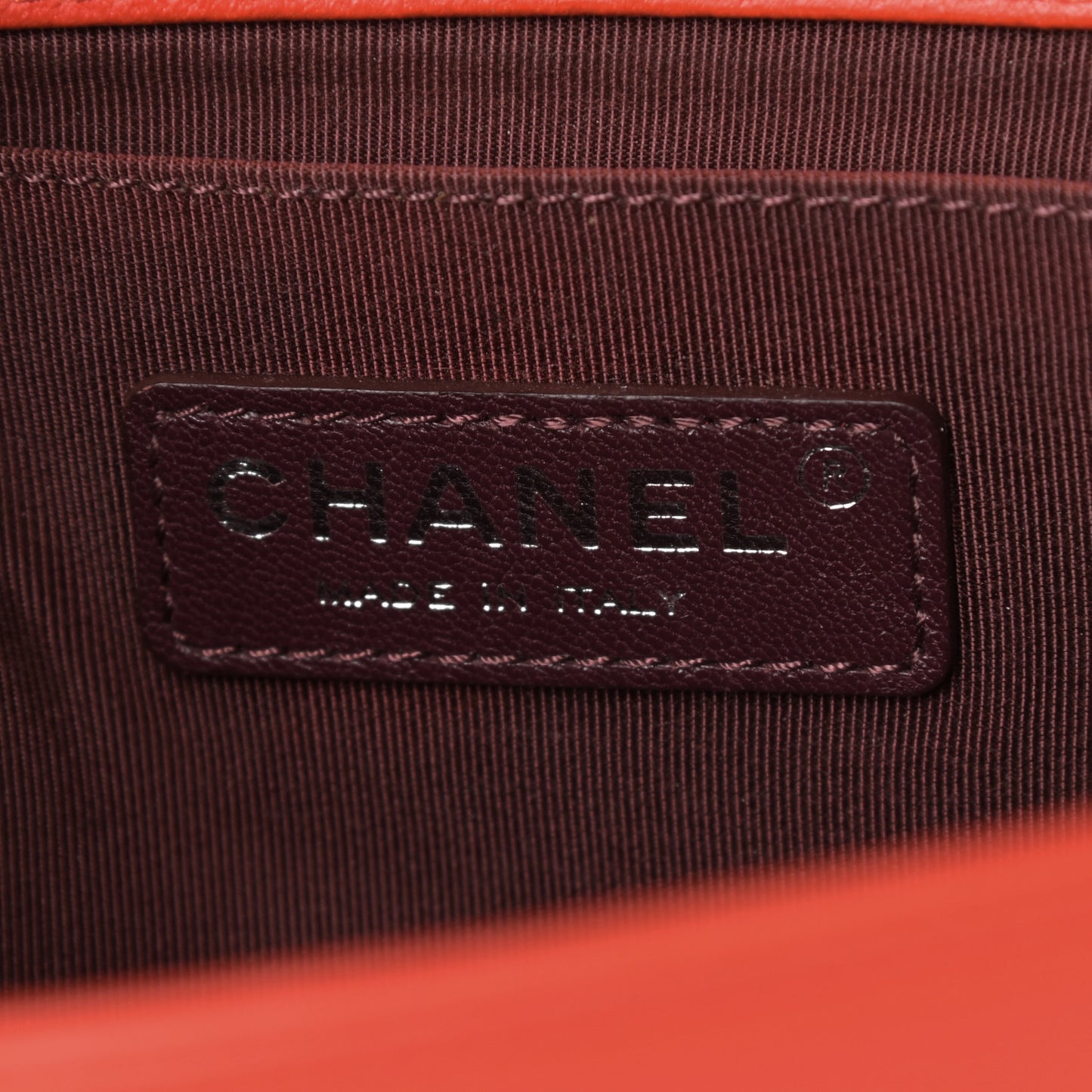 Wrinkled Lambskin Chevron Quilted Medium Boy Flap Orange