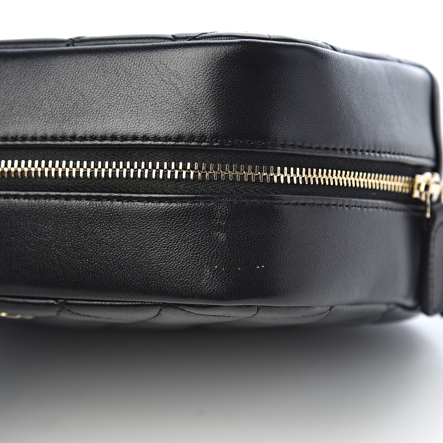 Lambskin Quilted Medium Curvy Pouch Cosmetic Case Black