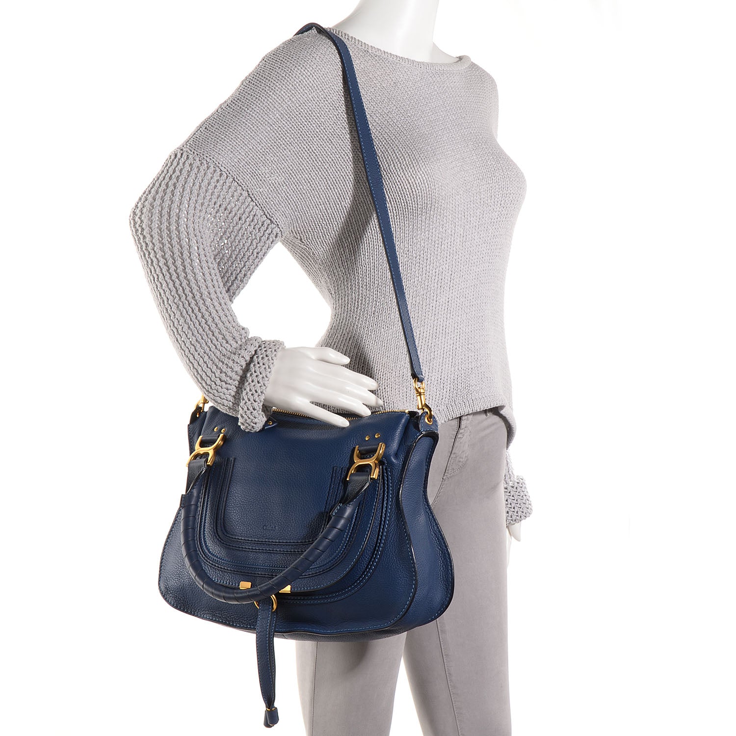 Chloe Calfskin Medium Marcie Satchel Scuba Blue 2 of 10