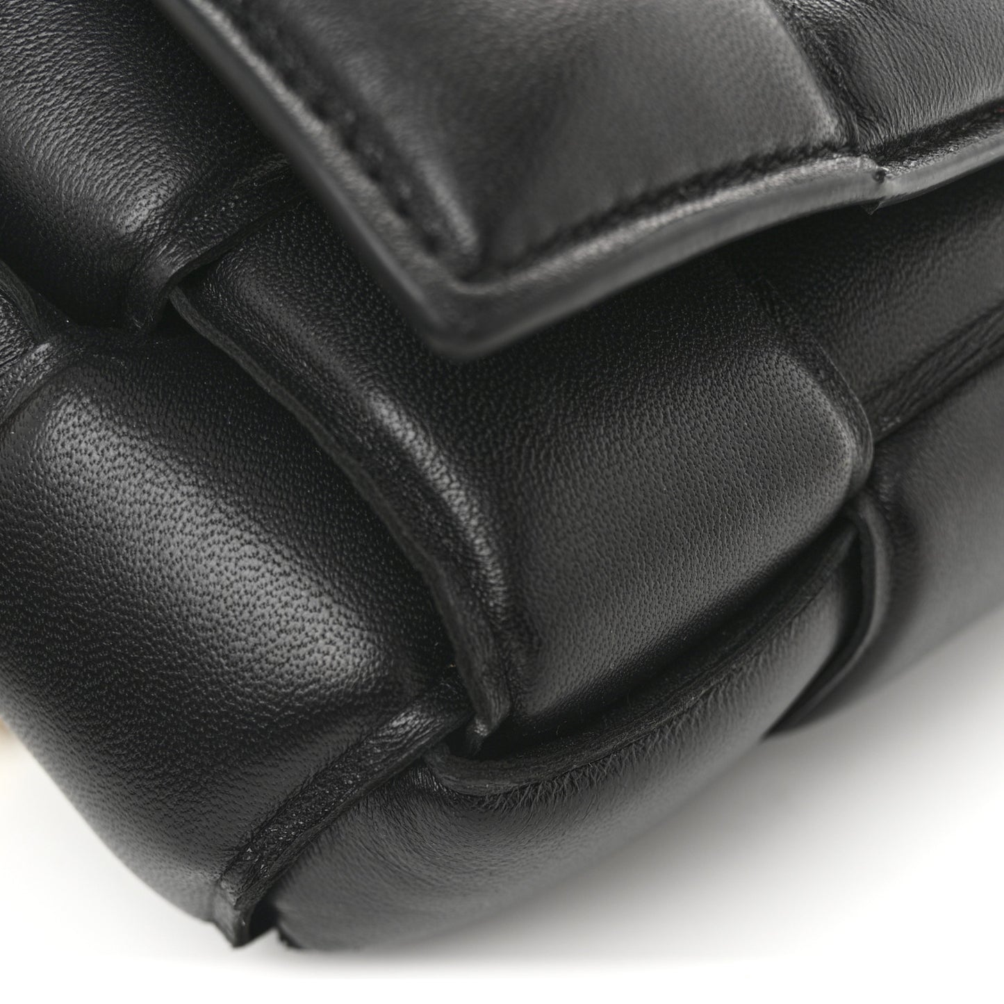 Lambskin Maxi Intreccio Padded Chain Cassette Crossbody Bag Black