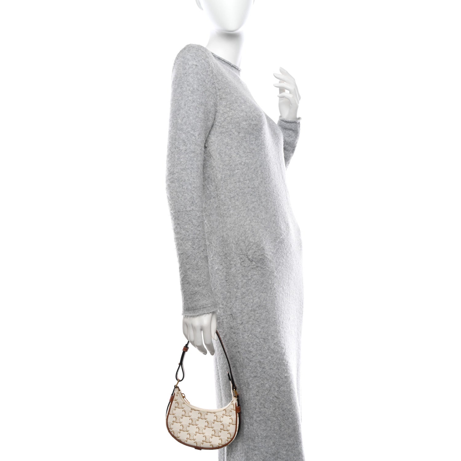 Celine Canvas Calfskin Mini Ava Triomphe Shoulder Bag White 2 of 11