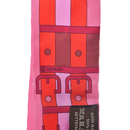 Hermes Silk Rocabar Twilly Rose Vif Bordeaux 4 of 5