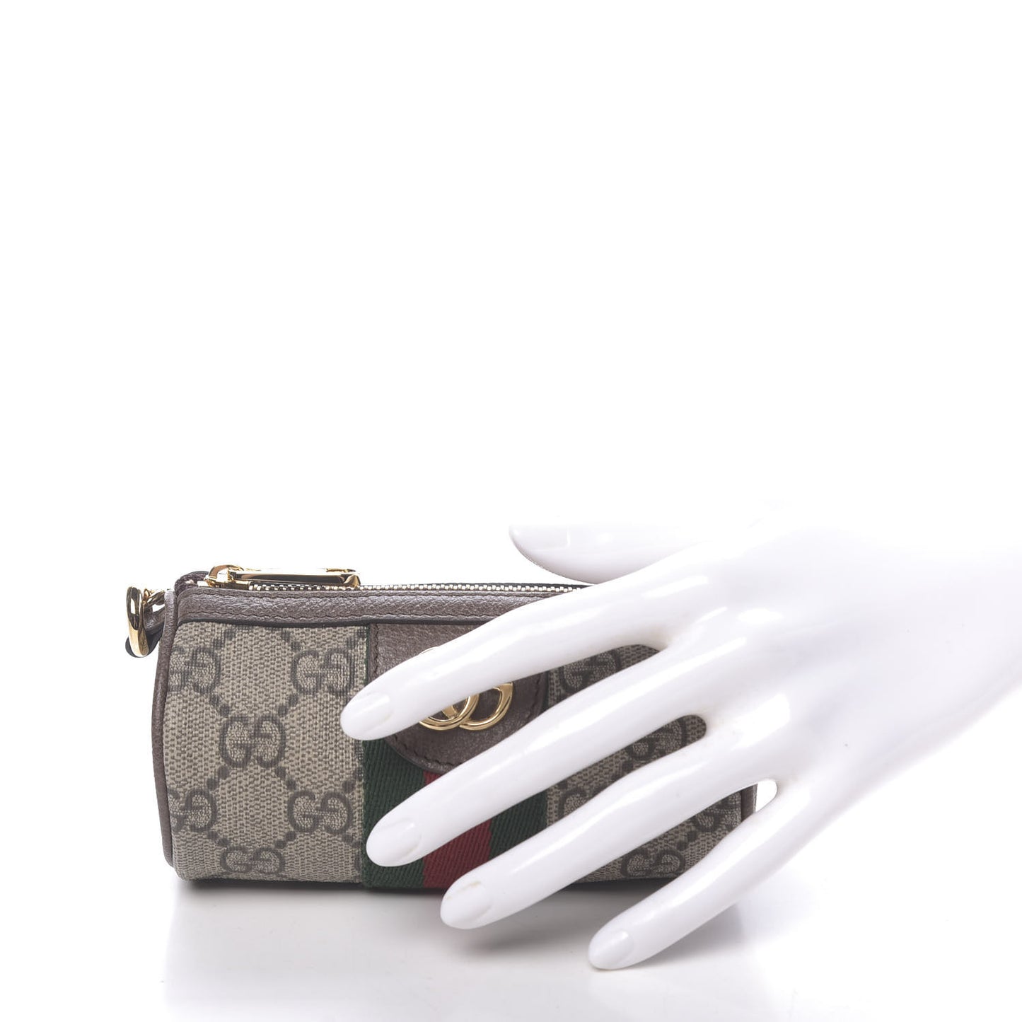 GG Supreme Monogram Web Ophidia Barrel Coin Purse Beige New Acero