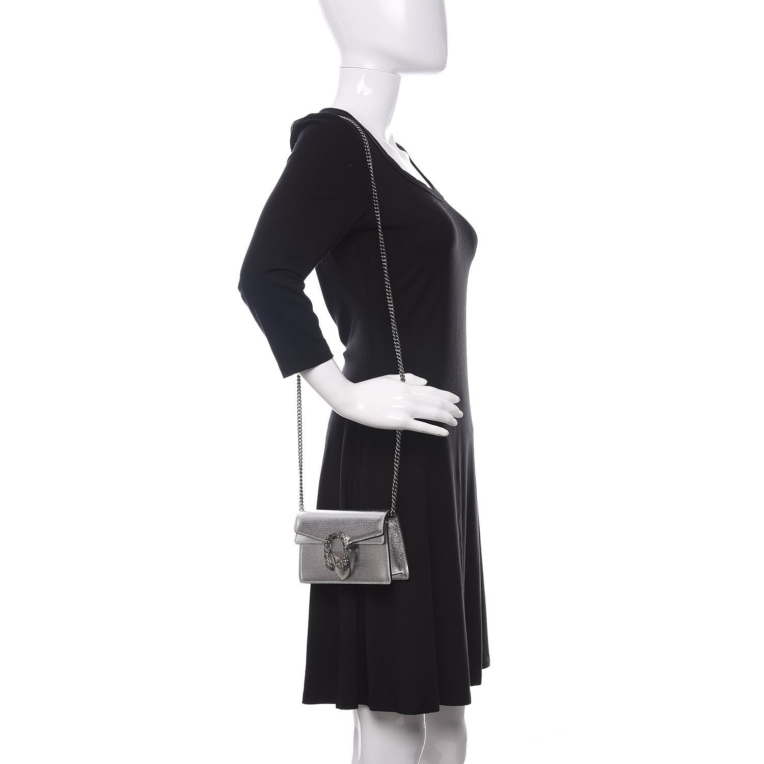 Gucci Metallic Calfskin Super Mini Dionysus Shoulder Bag Silver 2 of 8