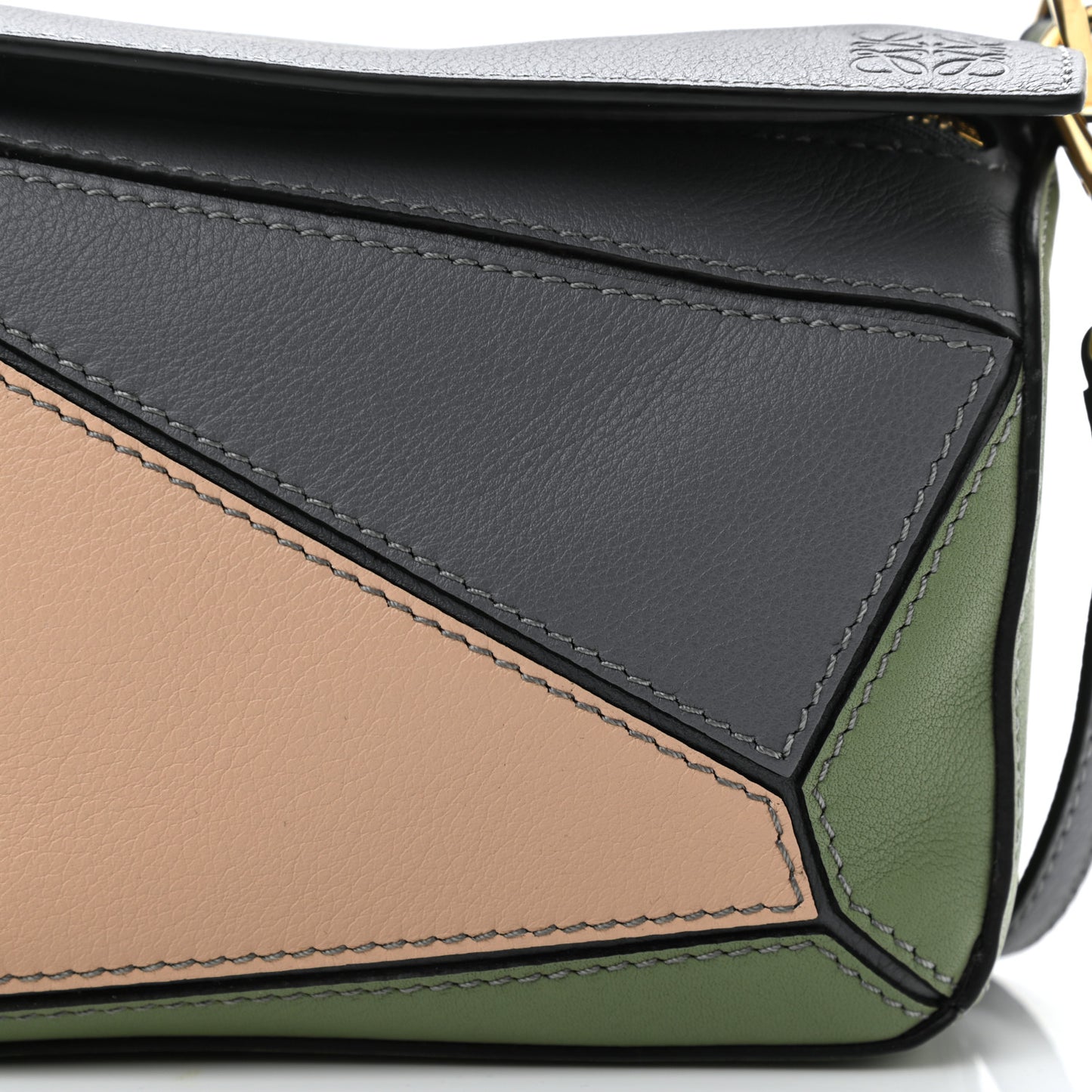 Calfskin Mini Puzzle Bag Asphalt Grey Nude