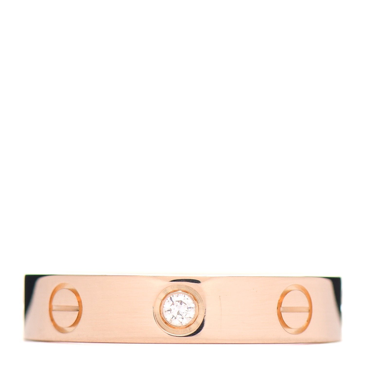 Cartier 18K Pink Gold Diamond 4mm LOVE Wedding Band Ring 51 5.75 1 of 5