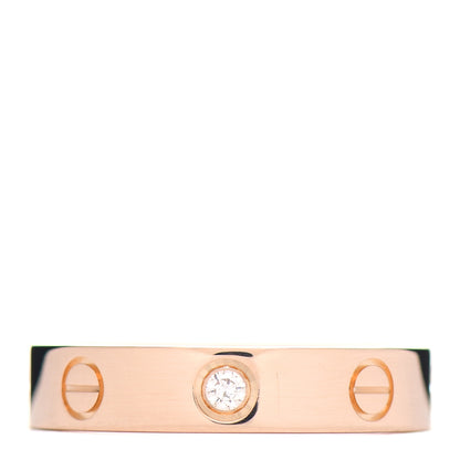 Cartier 18K Pink Gold Diamond 4mm LOVE Wedding Band Ring 51 5.75 1 of 5