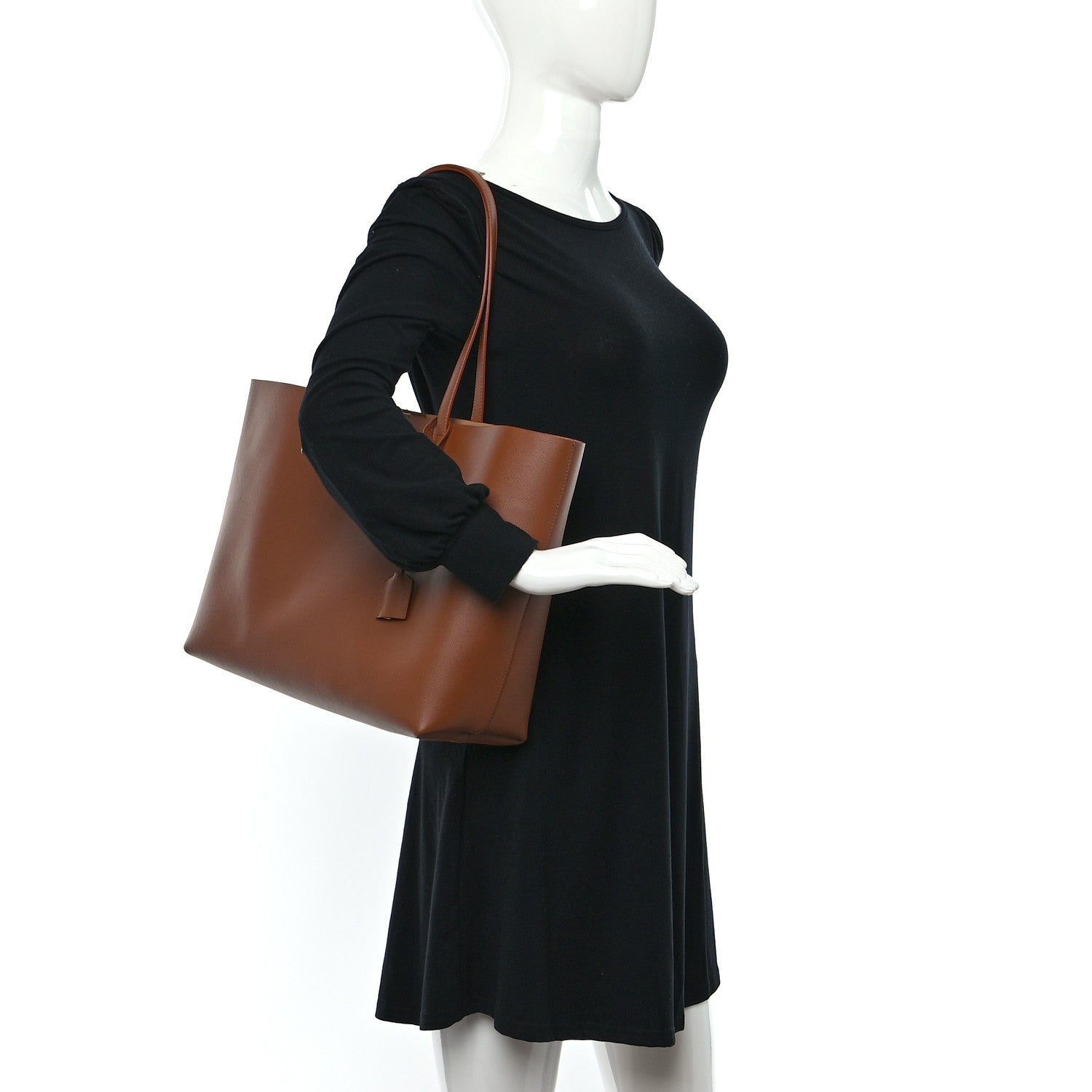Saint Laurent Calfskin Large Shopping Tote Dark Tan 2 of 12