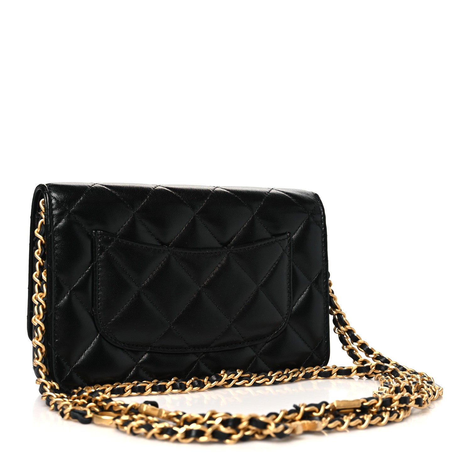 Chanel Lambskin Quilted Logo WOC Wallet On Chain Black 3 of 12