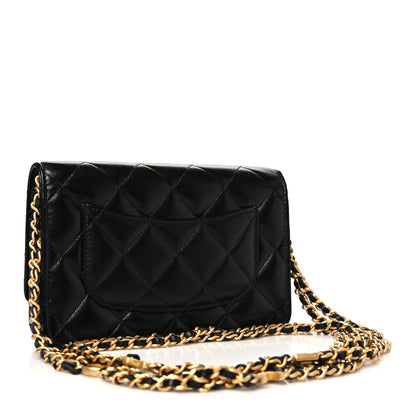 Chanel Lambskin Quilted Logo WOC Wallet On Chain Black 3 of 12