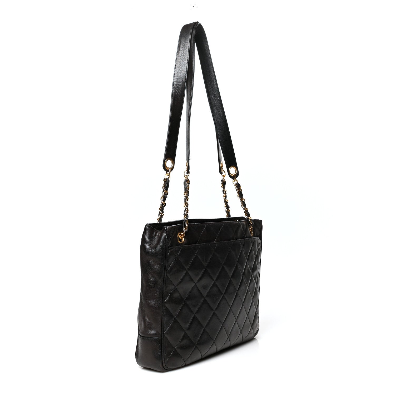 Chanel Lambskin Quilted Shopping Tote Black 3 of 11