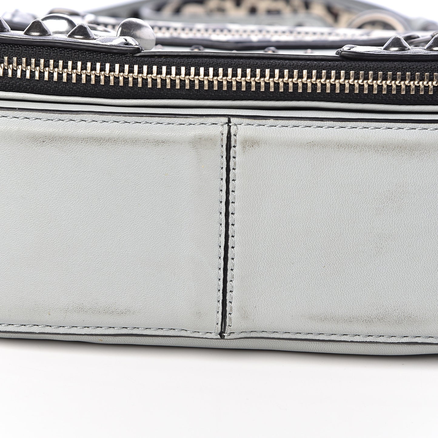 Calfskin Embellished Animal Mashup Saddle Bag Frost Multi
