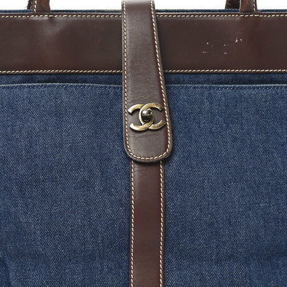 Chanel Denim CC Tote Bag Blue Brown 8 of 11