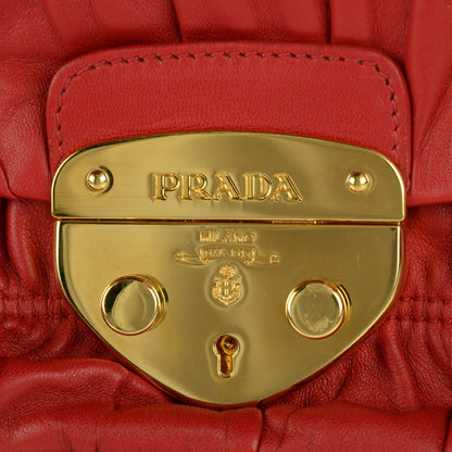 Prada Nappa Dressy Gaufre Flap Bag Rosso 6 of 10