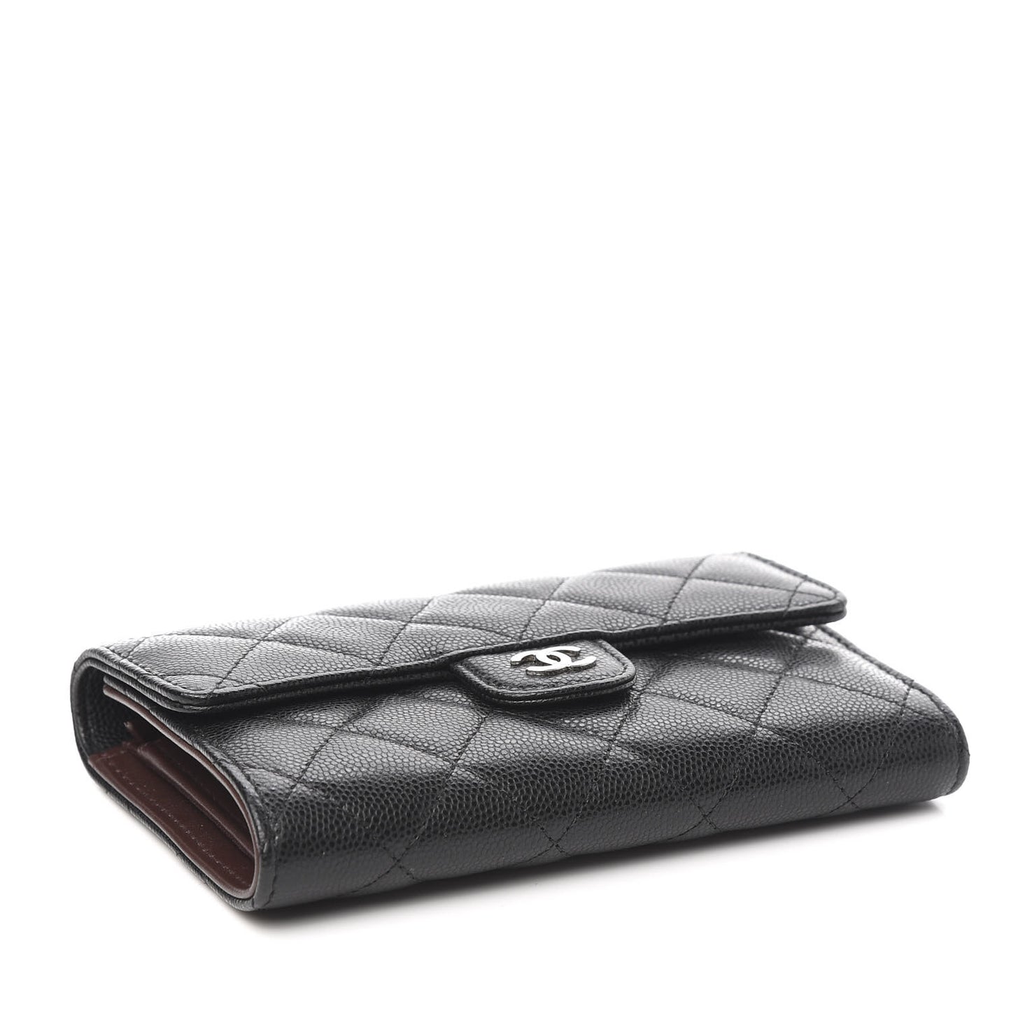 Caviar Quilted Medium Flap Wallet Black