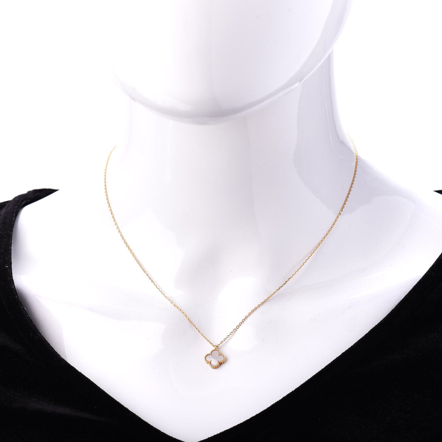 18K Yellow Gold Mother of Pearl Sweet Alhambra Pendant Necklace