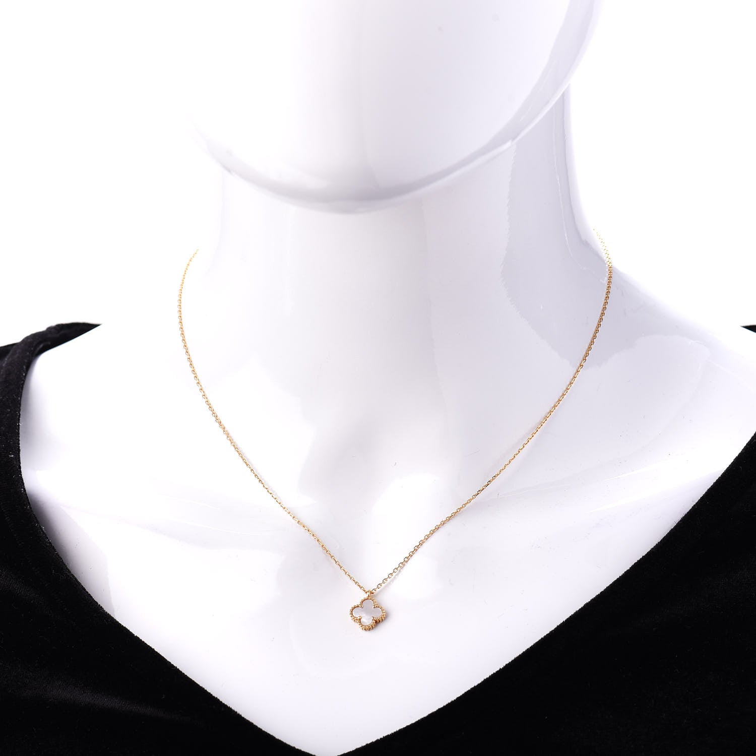 Van Cleef & Arpels 18K Yellow Gold Mother of Pearl Sweet Alhambra Pendant Necklace 2 of 6