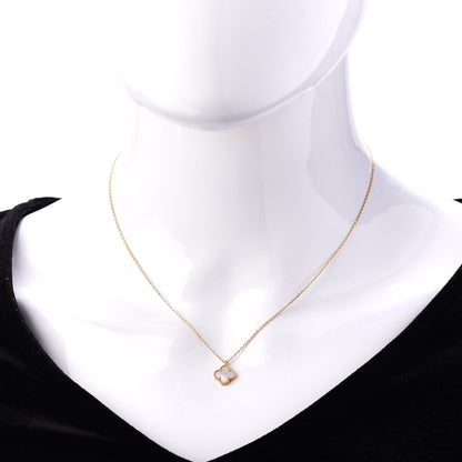 Van Cleef & Arpels 18K Yellow Gold Mother of Pearl Sweet Alhambra Pendant Necklace 2 of 6